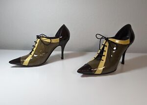 Patent Leather Emporio Armani Tri-Color Oxford Lace-up Stiletto Heels Sz 38/7.5