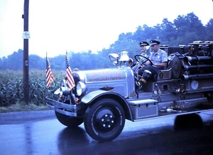 Original Slide, Vintage Fire Truck & Firemen, Shillington, Pennsylvania - Picture 1 of 1