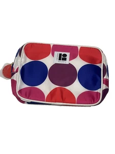 estee lauder lisa perry makeup bag polka dots white pink red purple blue - Picture 1 of 2
