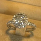 1.01 Ct Halo Round Diamond Engagement Ring Platinum Color I Vs-1, 1.34 Tw
