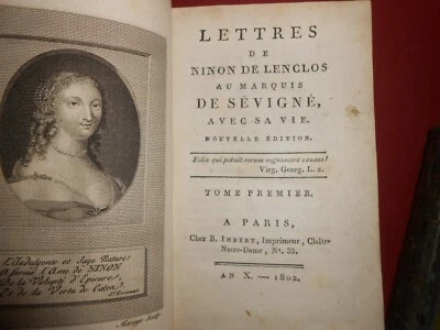 Lettres de Ninon de Lenclos au marquis de Sévigné avec sa vie 1802 Chez Imbert - Photo 1/4