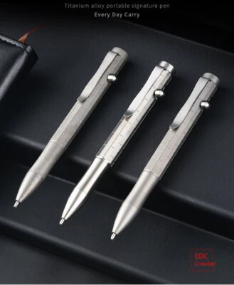 Titan Alloy  Pen 4.92" Ballpoint Pen with Pocket Clip Refillable Compact Size - Image 1 of 4
