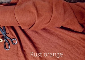 Rust Orange Linen Fabric by the Yard – Linen for Fall Clothing, Decor & Crafts - Picture 1 of 4