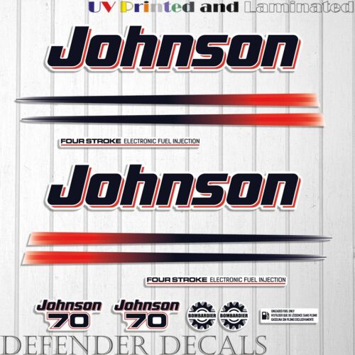 Johnson 70 HP Four Stroke EFI 2002-2006 White Cowling Outboard Decals Set