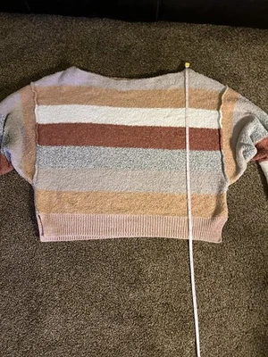 Free People CandyLand Cropped Sweater Multicolor Boho Cozy Knit Pullover Size XS - Image 1 of 4