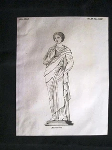Mnemosine, la dea Memoria Incisione all'acquaforte del 1820 Mitologia Pozzoli - Picture 1 of 1