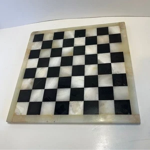 Tablero de ajedrez vintage de piedra de mármol de los años 70 14" x 14" ónix MCM - Imagen 1 de 16