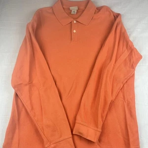 L.L.Bean Men's Orange Long Sleeve Polo Shirt - Picture 1 of 8