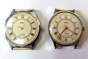 SET 2 VINTAGE SOVIET RUSSIA USSR WRIST MENS WATCH CHAYKA MECHANICS NOT WORKING - Picture 1 of 18