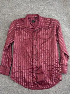 Roper Pearl Snap Shirt Men's XL Maroon Metallic Stripe Long Sleeve Pockets - Picture 1 of 8