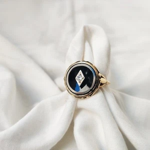 antiguo 925 plata vintage victoriano art deco hecho a mano anillo de ónix... - Imagen 1 de 15