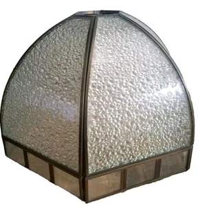 Lampenschirm Klar & Struktur Glas/Metall 25cmx17cm abgeschrägte Glaseinsätze - Bild 1 von 14