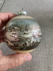 Currier und Ives " EARLY WINTER " Ornamente Winterszene 2er Set - Bild 1 von 7