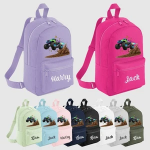 Zaino Personalizzato Nome Bambini Stampato Monster Truck Ragazzi Ragazze Regalo Borsa Scuola - Foto 1 di 11