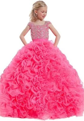 2020 Новый цветок девочка платья мяч платье полный кристалл Pageant день рождения платье - Изображение 1 из 4