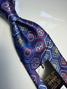 NWT VERSE 9 MULTI COLOR GEOMETRIC STYLE PRINT SILK DESIGNS NECK TIE & HANKY - Picture 1 of 4