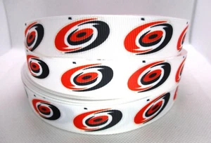 Carolina Hurricane Hockey 7/8" Grosgrain Ribbon~ YOUR CHOICE 5 or 10 Yards (NHL) - Picture 1 of 3