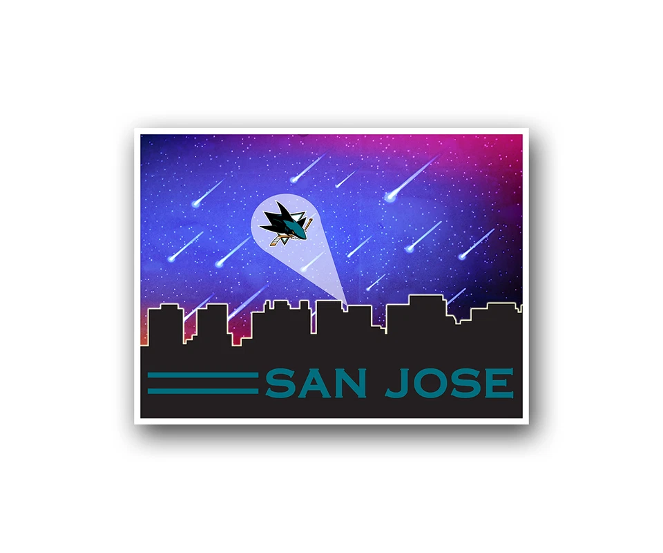 Póster Tiburones San José Horizonte Ciudad Arte Impresión Hombre Cueva Decoración 12x16" Foto 1 de 1
