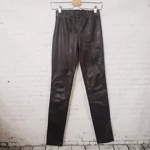 Pantaloni Joseph Designer 100% pelle di agnello pelle di agnello taglia FR 38 US 6 marrone scuro - Foto 1 di 11
