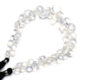 Natural Gem Himalayan Ice Quartz 8 to 13mm Faceted Heart Briolette Beads 9" - Picture 1 of 4