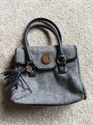 Tommy Hilfiger Handbag Black White Gray Tweed Fabric Purse - Image 1 of 4