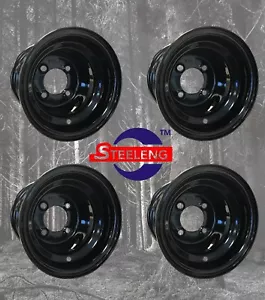 (4) EZGO CLUB AUTO Yamaha GOLFWAGEN 8 ZOLL X 7 ZOLL OFFSET 2,5 + 4,5 SCHWARZE STAHLRÄDER - Bild 1 von 1