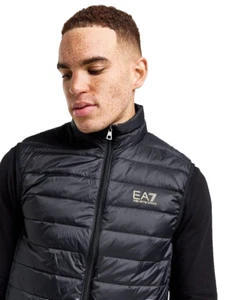 Emporio Armani EA7 Gilet Black Puffer Sleeveless Jacket (Men's Size Small) NEW - Picture 1 of 4