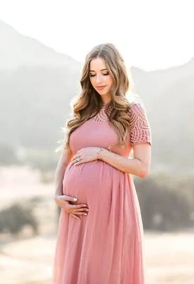 Pregnant Women's Dress Maternity Long Lace Loose Gown For Photography Shooting - Image 1 of 4