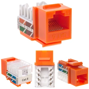 30 pcs Cat6 Punchdown Keystone Jack Orange 45 Degree Angle Ethernet Network PACK - Picture 1 of 10