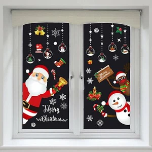 8 sheet Christmas Snowflake Window Glass Cling Stickers Santa Claus Decals Xmas - Picture 1 of 9