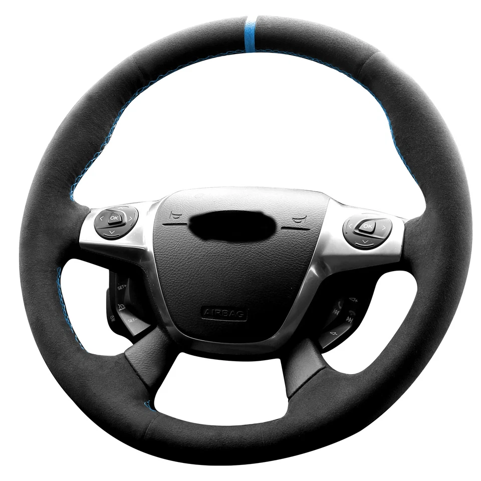 Hand Stitch Alcantara Steering Wheel Cover For Ford Focus 3 ST C-Max Energi Kuga - Image 1 of 4