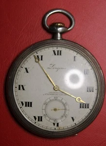 LONGINES POCKET WATCH 900 SILVER CASE CIGARRILLOS WORKING 52MM CASE HALLMARKED - Picture 1 of 21