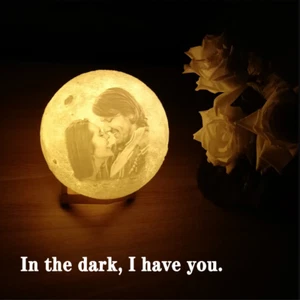 Personalized Photo Lunar Lamp Night Light 3D Printed Custom Love Gift For Her - Picture 1 of 6