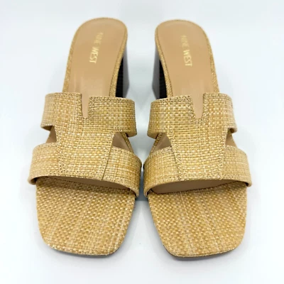 NUEVO (CAJA, SIN TAPA) - Nine West Mujer GANDA2 Tostado Tejido Bloque Tacón 10 Mediano WN Foto 1 de 4