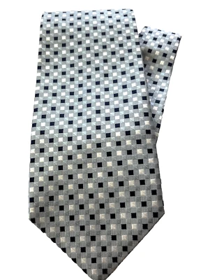 Corbata para hombre Bruno Piatelli 100 % seda verde claro con cuadrados plateados y negros 58x4 Foto 1 de 4