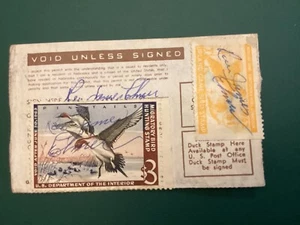 ICOLLECTZONE US RW29 Duck stamp 1962 & Nebraska Hunting stamp on license bright - Picture 1 of 2