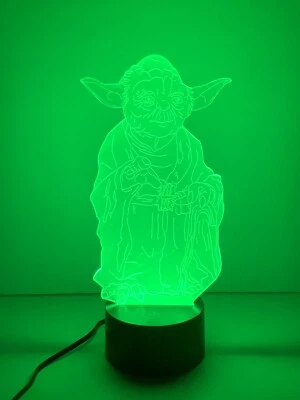 Star Wars Jedi Maestro Yoda 3D LED Ilusión USB 7Colores Mesa Luz Nocturna Lámpara Foto 1 de 4