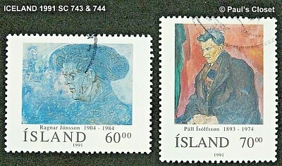 ISLANDIA 1991 SC 743-4 RAGNAR JONSSON PATRÓN DE LAS ARTES 60k/70k UNG MUY FINO  Foto 1 de 2