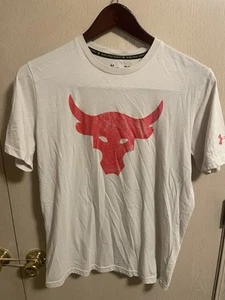 Under Armour Project Rock T-Shirt Brahma Bull Medium Short Sleeve Beige Red.  A2 - Picture 1 of 8