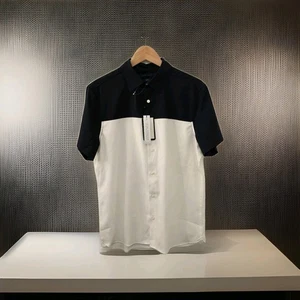 Perry Ellis Travel Luxe Stretch Shirt Mens Slim Medium Dark Sapphire Colorblock  - Picture 1 of 10