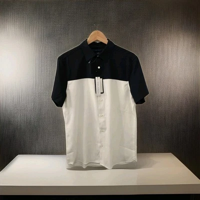 Perry Ellis Travel Luxe Stretch Shirt Mens Slim Medium Dark Sapphire Colorblock  - Image 1 of 4