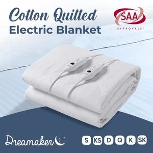 Electric Blanket Fully Fitted Washable Heated Cotton Quilted Single Double Queen - Picture 1 of 56