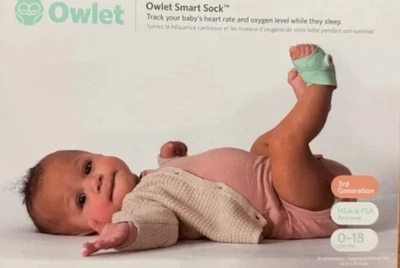 Calcetín Inteligente Owlet 3ª Generación Voz y Respiración Bebé Monitor Calcetines Extra Usados  Foto 1 de 4