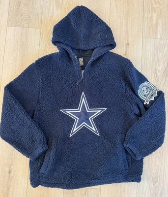 Dallas Cowboys Sherpa Sudadera con Capucha M Equipo NFL Ropa Azul Marino Peluche Polar Foto 1 de 4
