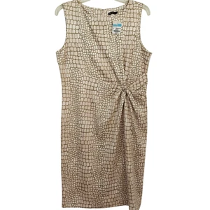 J. McLaughlin Kamala Faux Suede Shift Dress Size Large Beige Crocodile Print NWT - Picture 1 of 9