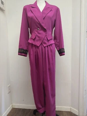 Traje Leger Power Vintage Años 80 90 Doble Pecho Floral S Foto 1 de 4