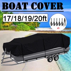 NEVERLAND 210D Heavy Duty Waterproof Boat Cover For Pontoon 17-20FT 102" Beam - Picture 1 of 15