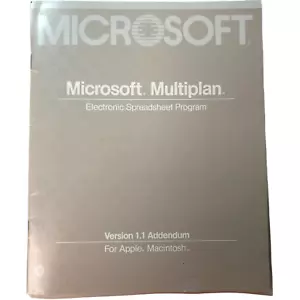 Vtg Microsoft Multiplan Electronic Spreadsheet Program Ver 1.1 Addendum Manual - Picture 1 of 5