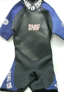 Hang Ten Shorty Wetsuit 3/2 mm Size Mens Large Neopreme Nylon Black Blue Shortie - Picture 1 of 6