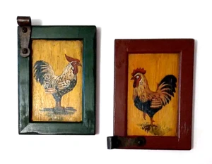 Juego de pared de madera de pollo de gallo pintado Blue Sky CA de colección 2 granja campo 5 x 7" - Imagen 1 de 12